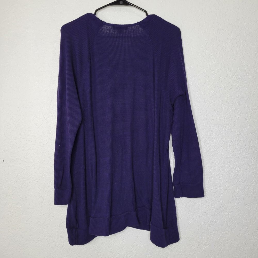 Lane Bryant Navy Blue Long Sleeve V-Neck Lace Up Waffle Knit Tunic Size 18/20 - Picture 7 of 7